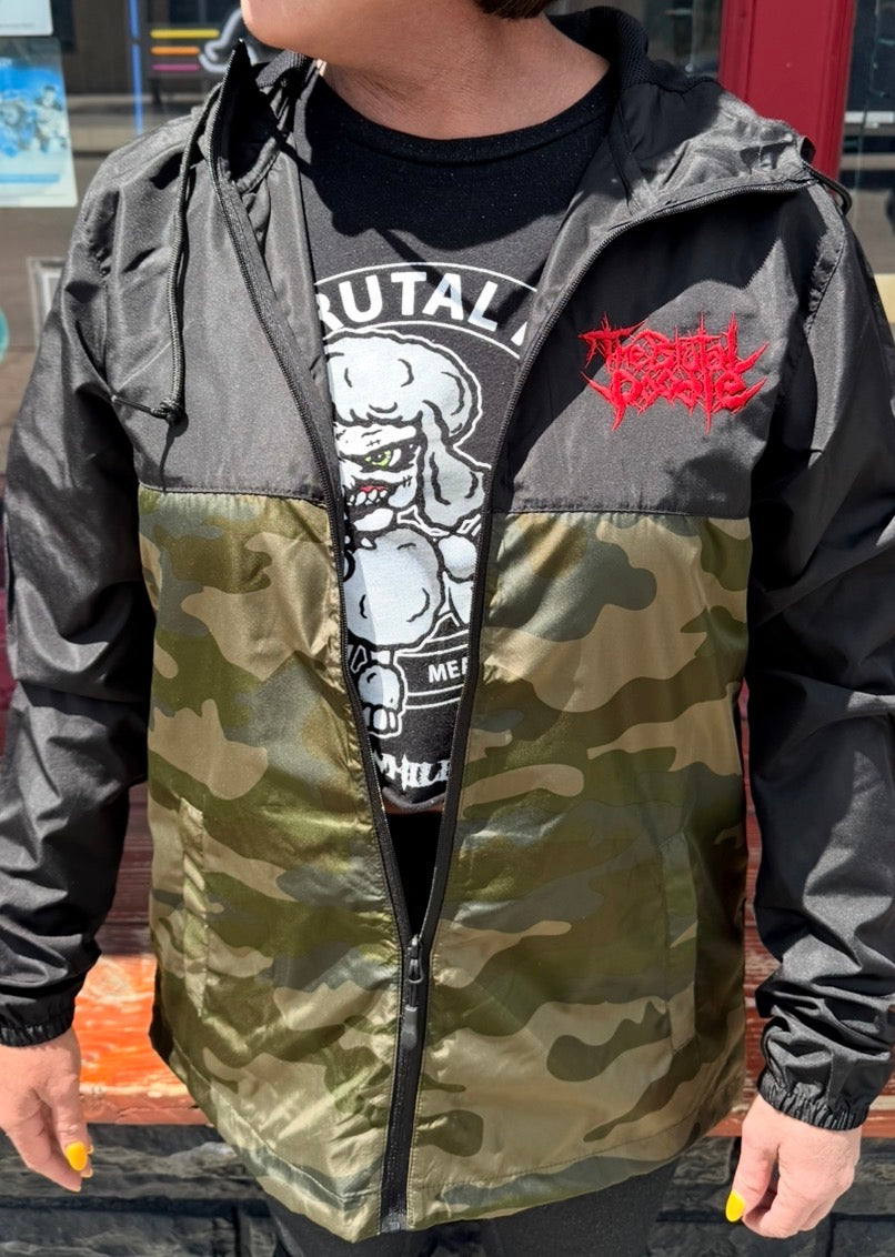 Black & Camo Windbreaker Red Embordered Logo
